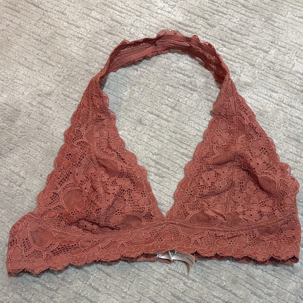 Free People Lace Halter Bralette in Terracotta